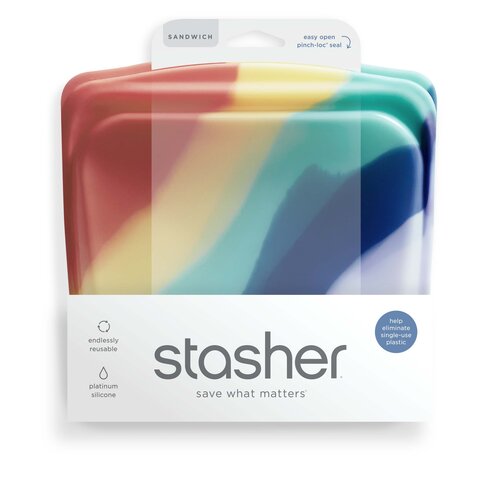 Stasher Herbruikbare Siliconen Zak Medium - Rainbow Splash