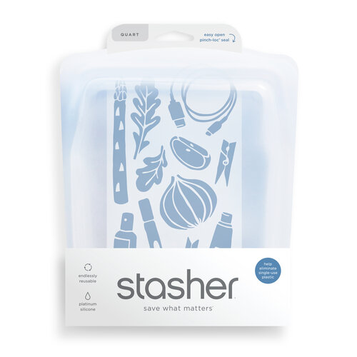 Stasher Reusable Silicone Bag Quart 1.18L - Transparant