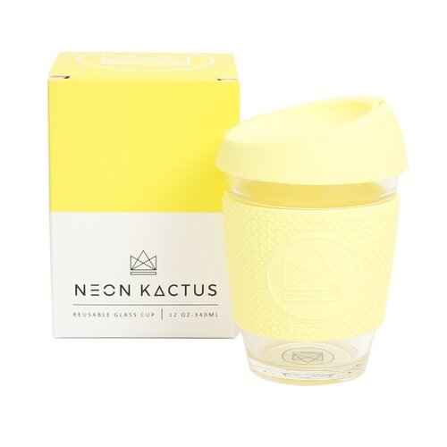 Neon Kactus Glass Coffee Cup 340ml - Yellow