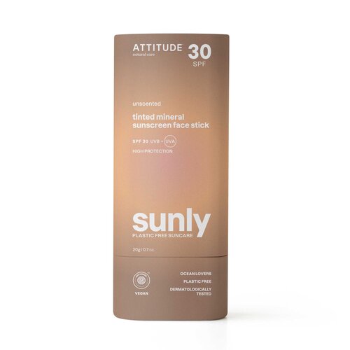 Attitude Tinted Mineral Sunscreen Stick Face - SPF30 Plasticvrij