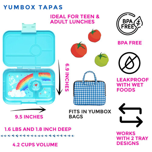 Yumbox Tapas XL Lunchbox 4 Compartments - Antibes Blue/Rainbow