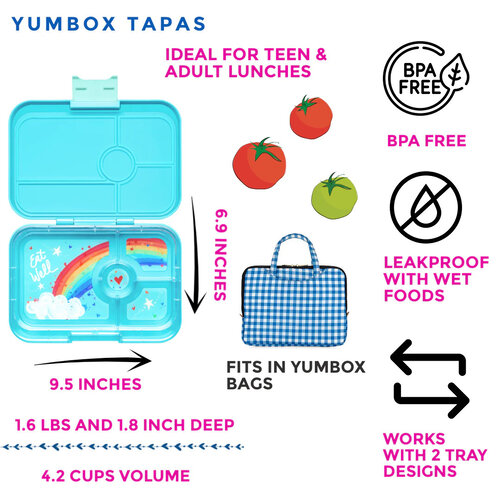 Yumbox Tapas XL Lunchbox mit 4 Fächern - Antibes blau/Regenbogen