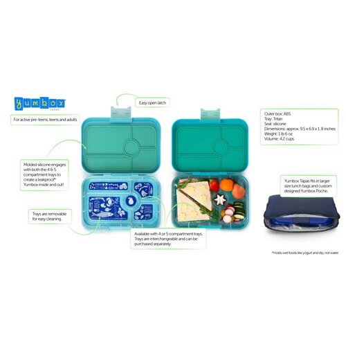 Yumbox Tapas XL Lunchbox 4 Compartments - Bali Aqua/Zodiac