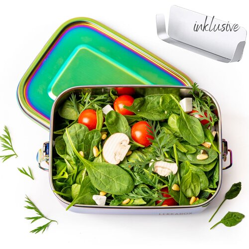 Lekkabox Stainless Steel Lunchbox Safe 1000ml Rainbow Leakproof