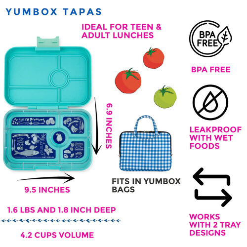 Yumbox Tapas XL Lunchbox mit 4 Fächern - Monte Carlo Blue/Shark