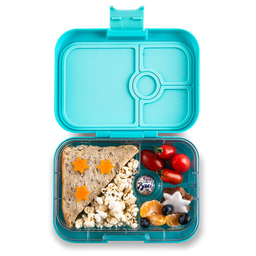 Yumbox Panino Bento Lunchbox mit 4 Fächern - Misty Aqua/Rainbow