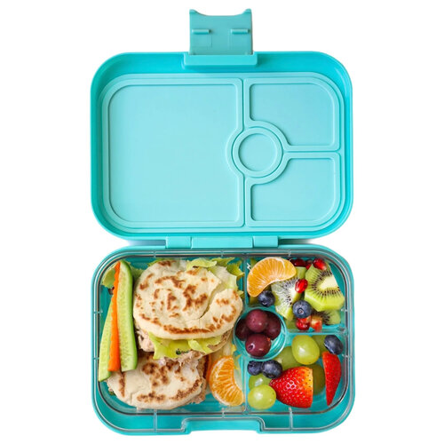 Yumbox Panino Bento Lunchbox mit 4 Fächern - Misty Aqua/Rainbow