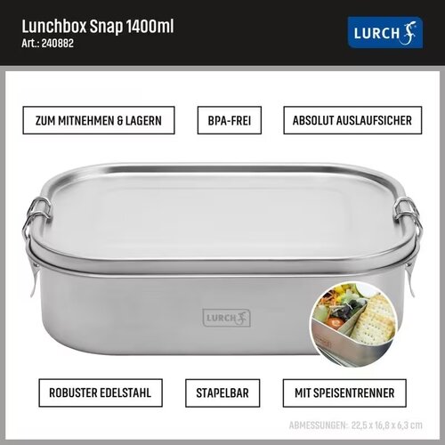 Lurch Stainless Steel Lunch Box - 1400ml