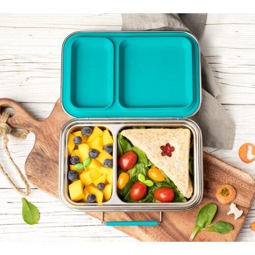 Lekkabox Stainless Steel Duo Lunch Box - Petrol