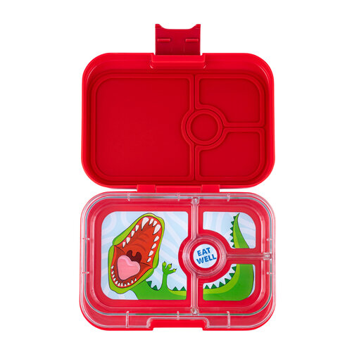 Yumbox Panino Bento Lunchbox mit 4 Fächern - Wow Rot/Dino