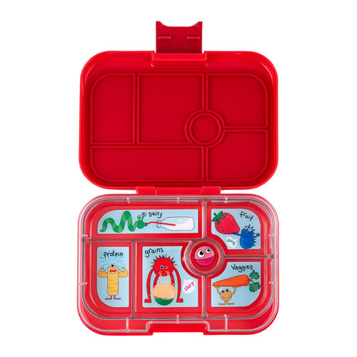 Yumbox Original Bento Lunchbox 6 Compartments - Wow Red/Funny Monsters