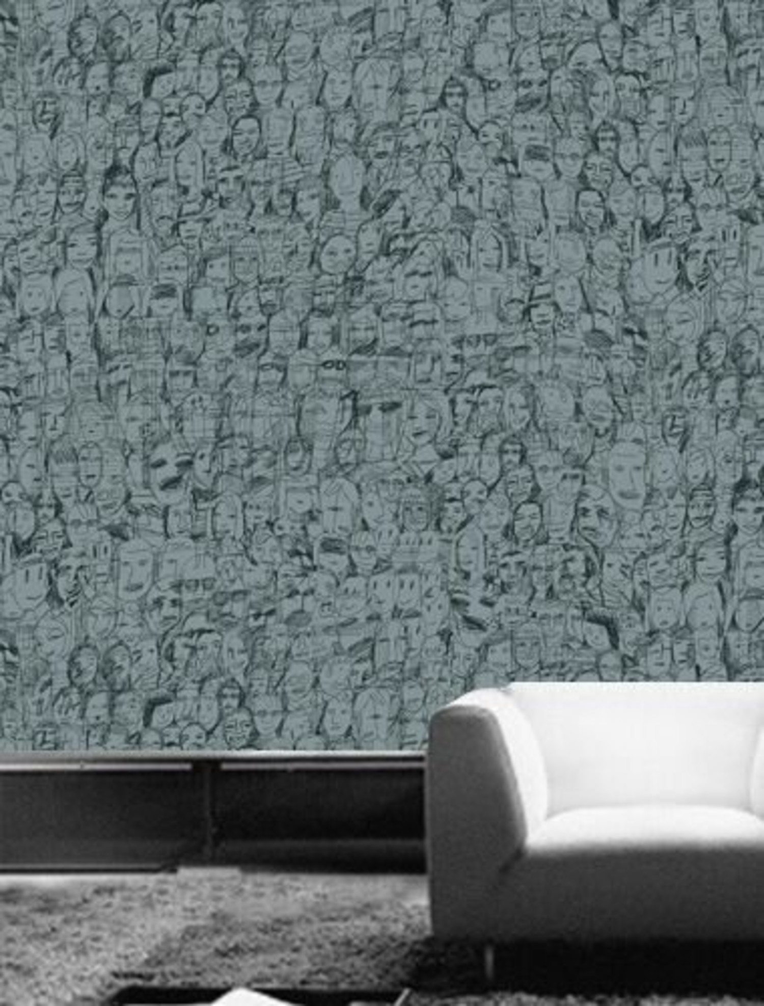 Tres-Tintas Behang Mil Caras wit zwart 19955