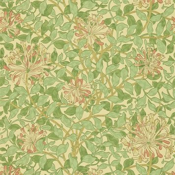 Morris & Co Morris & Co Honeysuckle Green/Beige/Pink - 216842 Morris & Co Morris & Co Honeysuckle Green/Beige/Pink - 216842