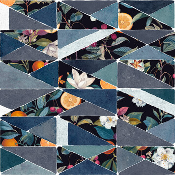 Tres-Tintas Tres Tintas behang Hidden Fruits Blue - PL5005-4 Tres-Tintas Tres Tintas behang Hidden Fruits Blue - PL5005-4