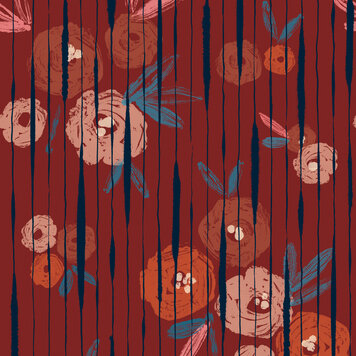 Tres-Tintas Tres Tintas behang Broken Poppies Red - PL5004-1 Tres-Tintas Tres Tintas behang Broken Poppies Red - PL5004-1