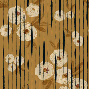 Tres-Tintas Tres Tintas behang Broken Poppies Ocher - PL5004-3 Tres-Tintas Tres Tintas behang Broken Poppies Ocher - PL5004-3