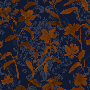 Tres-Tintas Tres Tintas behang Blooming Damask Tobacco - PL5002-5 Tres-Tintas Tres Tintas behang Blooming Damask Tobacco - PL5002-5