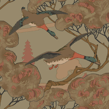 Mulberry Mulberry wallpaper Grand Flying Ducks Sage - FG102.S108 Mulberry Mulberry wallpaper Grand Flying Ducks Sage - FG102.S108
