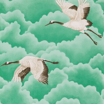 Harlequin Harlequin wallpaper Cranes In Flight Emerald - 111233 Harlequin Harlequin wallpaper Cranes In Flight Emerald - 111233