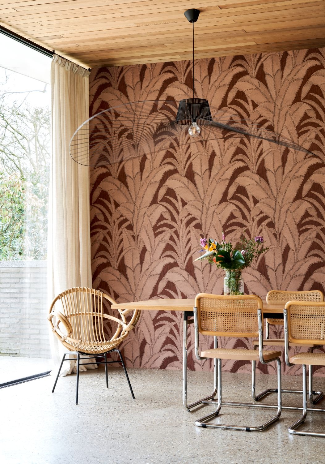 Arte behang botanic 64502 rood eetkamer