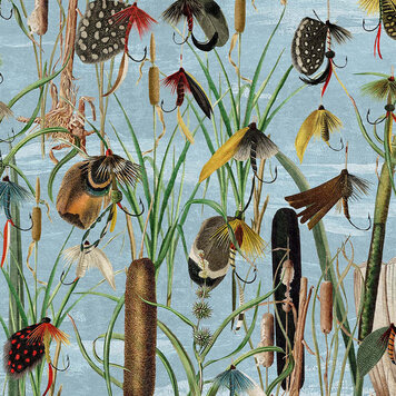 Mind The Gap Mind the Gap behang Fishing Flies Aquamarine - WP20721 Mind The Gap Mind the Gap behang Fishing Flies Aquamarine - WP20721