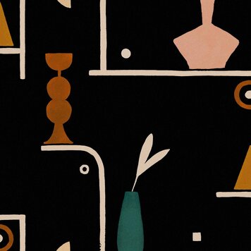 Tres-Tintas Tres Tintas wallpaper Archaeological Forms Black - NP5103-4 Tres-Tintas Tres Tintas wallpaper Archaeological Forms Black - NP5103-4