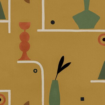 Tres-Tintas Tres Tintas behang Archaeological Forms Ocher - NP5103-3 Tres-Tintas Tres Tintas behang Archaeological Forms Ocher - NP5103-3