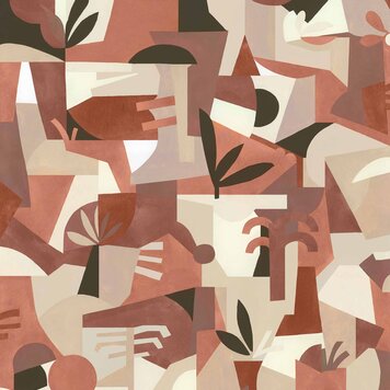 Tres-Tintas Tres Tintas behang Tahití Expression Red - NP5101-4 Tres-Tintas Tres Tintas behang Tahití Expression Red - NP5101-4