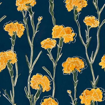 Tres-Tintas Tres Tintas behang Clavelitos Mazarine - SO5203-4 Tres-Tintas Tres Tintas behang Clavelitos Mazarine - SO5203-4