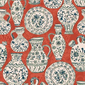 Tres-Tintas Tres Tintas behang Fajalauzas Red - SO5204-2 Tres-Tintas Tres Tintas behang Fajalauzas Red - SO5204-2