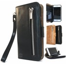 HEM HEM iPhone 7 / 8 / SE (2020 & 2022) Zwarte Wallet / Book Case / Boekhoesje/ Telefoonhoesje met aparte pasjesflip en rits voor kleingeld