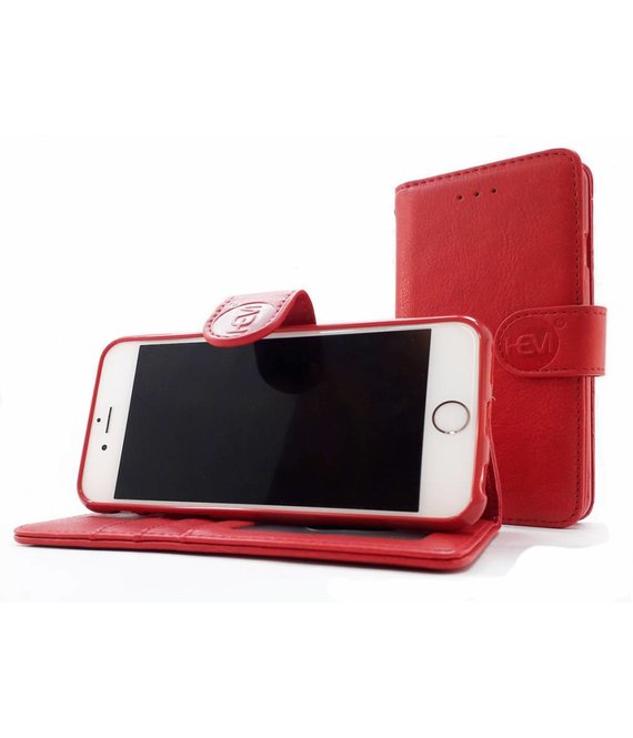 HEM HEM Apple iPhone 7 / 8 / SE (2020 & 2022)  - Burned Red Leren Portemonnee Hoesje - Lederen Wallet Case TPU meegekleurde binnenkant- Book Case - Flip Cover - Boek - 360º beschermend Telefoonhoesje