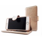 HEM Apple iPhone 7 Plus / 8 Plus - Golden Shimmer Leren Portemonnee Hoesje - Lederen Wallet Case TPU meegekleurde binnenkant- Book Case - Flip Cover - Boek - 360º beschermend Telefoonhoesje