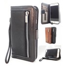 HEM iPhone 5 / 5s / SE (2016) Zwarte Wallet / Book Case / Boekhoesje/ Telefoonhoesje / Hoesje met pasjesflip en rits voor kleingeld