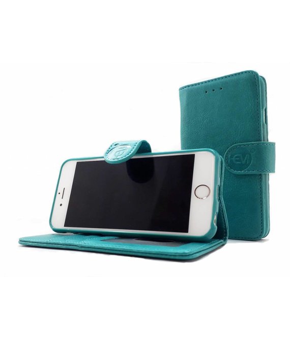 HEM Samsung S10 - Pure Turquoise Leren Portemonnee Hoesje - Lederen Wallet Case TPU meegekleurde binnenkant- Book Case - Flip Cover - Boek - 360º beschermend Telefoonhoesje