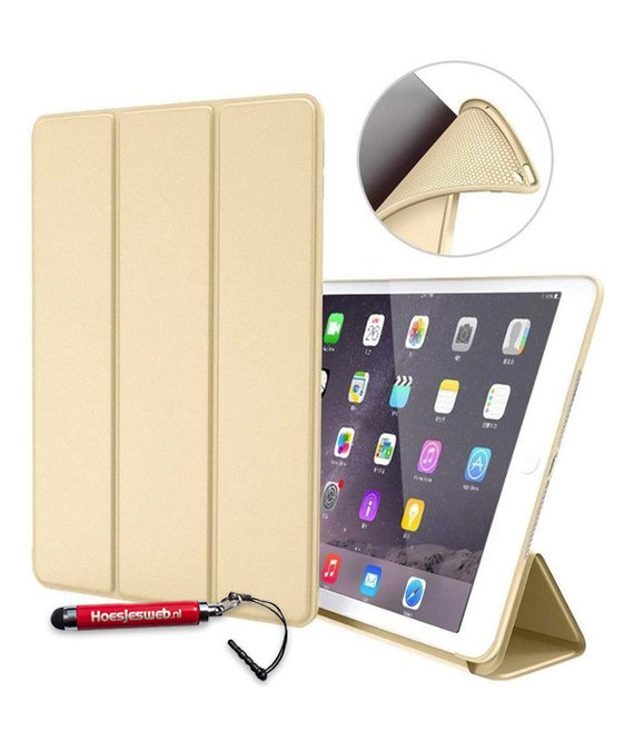 HEM HEM iPad Hoes geschikt voor iPad Air / Air 2 / 9.7 2017 / 9.7 2018 - Book Cover Siliconen - Vouwbaar - Goud - Met Stylus Pen - iPad Air Hoes - iPad Air 2 Hoes - iPad 9.7 2017 Hoes - iPad 9.7 2018 Hoes