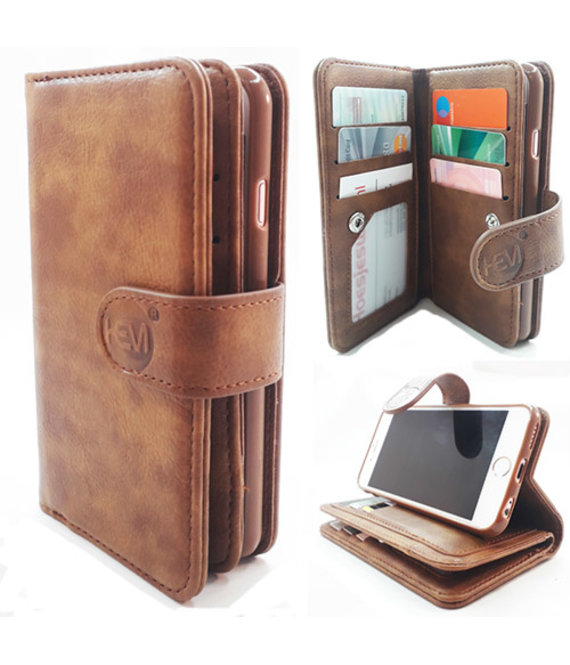 HEM Apple iPhone X/XS - Bronzed Brown - Pasjeshouder - Telefoonhoesje met extra flap voor 9 pasjes