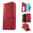 HEM HEM iPhone 7 Plus / 8 Plus Suede look gevlamd rood boekhoesje met vakje voor pasjes geld en een fotovakje en polsbandje