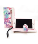 Apple iPhone X/XS boekhoesje wit met vlinders en bloemen Hoesje met pasjesflip en rits voor kleingeld en polsbandje Apple iPhone X/XS boekhoesje wit met vlinders en bloemen Hoesje met pasjesflip en rits voor kleingeld en polsbandje