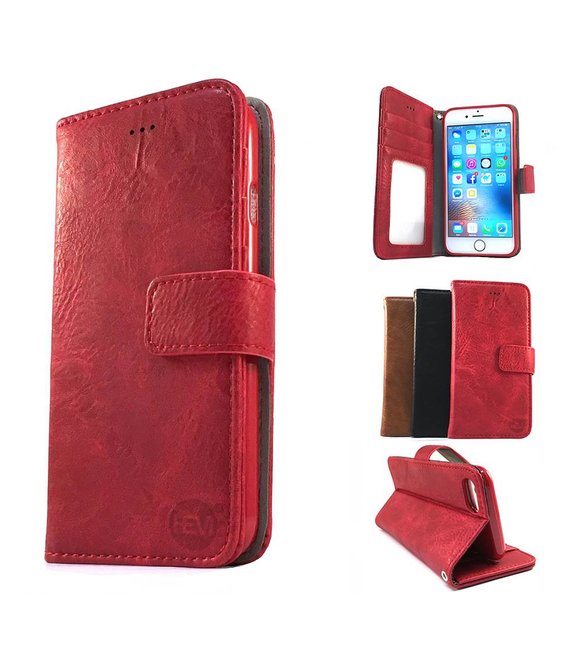 HEM Suede look gevlamd rood boekhoesje iPhone 11 Pro met vakje voor pasjes geld en een fotovakje en polsbandje