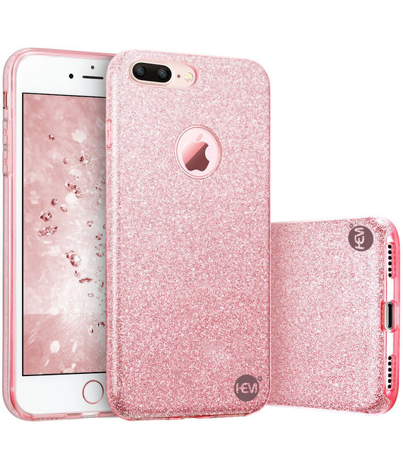 HEM HEM Roze Switch Glitter hoesje iPhone 7 / 8 / SE (2020 & 2022) anti Shock 1000 in 1 hoesje