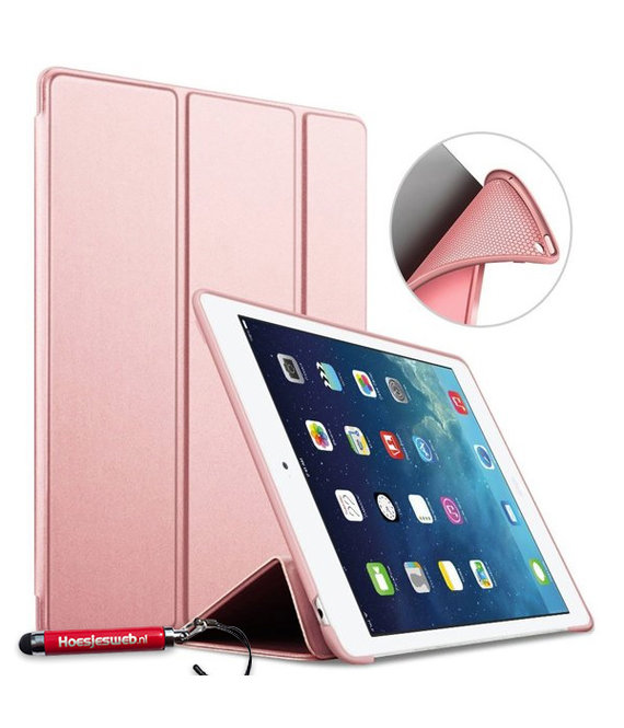 HEM HEM iPad Hoes geschikt voor iPad Air / Air 2 / 9.7 2017 / 9.7 2018   - Book Cover Siliconen - Vouwbaar - Rose Gold -Met Stylus Pen - iPad Air Hoes - iPad Air 2 Hoes - iPad 9.7 2017 Hoes - iPad 9.7 2018 Hoes