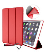 HEM iPad Hoes geschikt voor iPad Air / Air 2 / 9.7 2017 / 9.7 2018   - Book Cover Siliconen - Vouwbaar - Rood - Met Stylus Pen