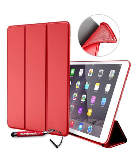 HEM HEM iPad Hoes geschikt voor iPad Air / Air 2 / 9.7 2017 / 9.7 2018   - Book Cover Siliconen - Vouwbaar - Rood - Met Stylus Pen