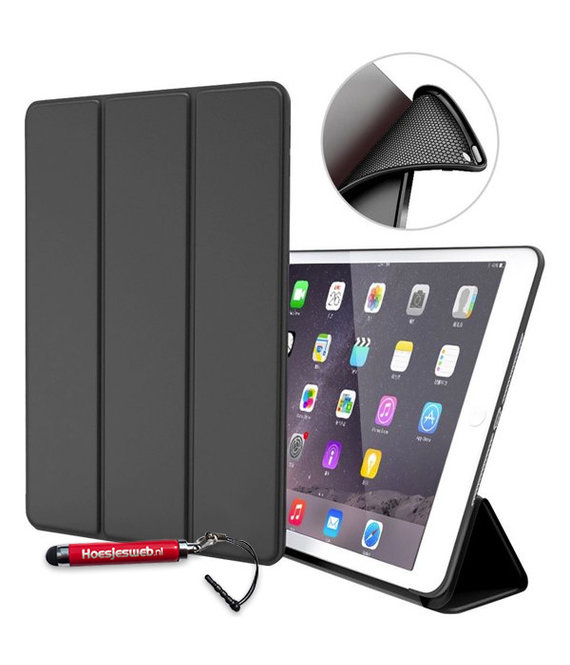 HEM HEM iPad Hoes geschikt voor iPad Air / Air 2 / 9.7 2017 / 9.7 2018   - Book Cover Siliconen - Vouwbaar - Zwart -Met Stylus Pen - iPad Air Hoes - iPad Air 2 Hoes - iPad 9.7 2017 Hoes - iPad 9.7 2018 Hoes