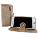 HEM HEM Apple iPhone 7 Plus/8 Plus - Magic Glitter Gold - Leren Rits Portemonnee Telefoonhoesje