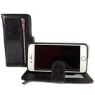 HEM HEM Apple iPhone 5 / 5s / SE (2016) - Magic Glitter Antique Black - Leren Rits Portemonnee Telefoonhoesje