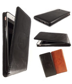 HEM Apple iPhone 5 / 5s / SE (2016) - Luxe Antique Black - Leren Flipcover -  Telefoonhoesje Openslaand