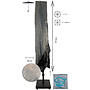 CUHOC Diamond topkwaliteit parasolhoes staande hoes parasol - 175x28x50 cm - met Rits, Stok en Trekkoord incl. Stopper - Zilvergrijze Parasolhoes waterdicht