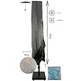 CUHOC Diamond topkwaliteit parasolhoes staande parasol - 175x28x50 cm - met Rits, Stok en Trekkoord incl. Stopper - Zilvergrijze Parasolhoes waterdicht